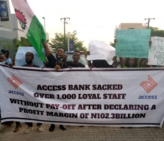 Access Bank In Crisis As Ex-Staff Members Protest Non-payment Of Salaries Access Bank In Crisis As Staff Members Protest Non-payment Of Salaries